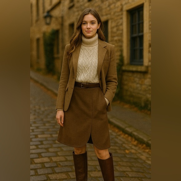 Giorgio Armani Dresses & Skirts - Giorgio Armani Le Collezioni Pure New Wool Brown Skirt Preppy Academia Size 6